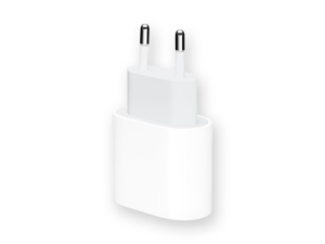 Witte compacte USB-netadapter met twee ronde Europese stekkerspennen